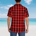thumbnail image 4 of Balery Retro red and Black Houndstooth Camisas hawaianas de manga corta para hombre, camisas playeras de corte holgado, camisas de vacaciones con botones,3X-Large, 4 of 7