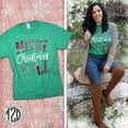 thumbnail image 2 of Tees2urdoor Patterned Merry Christmas Y'all T-Shirt, Adult 3X-Large, Green, 2 of 5