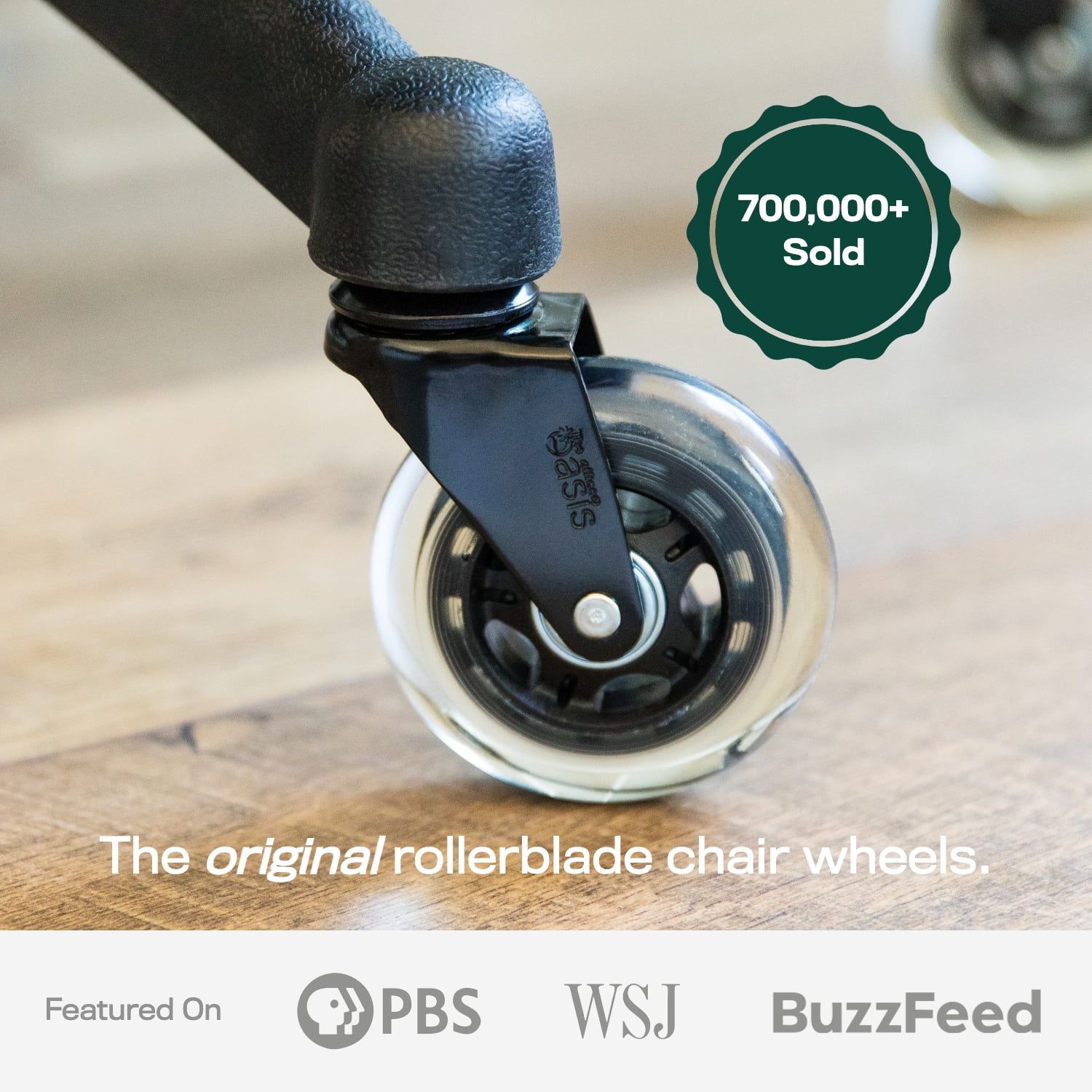 The Office Oasis Original Rollerblade Office Chair Wheels (As Seen On PBS) - Set of 5 - Black