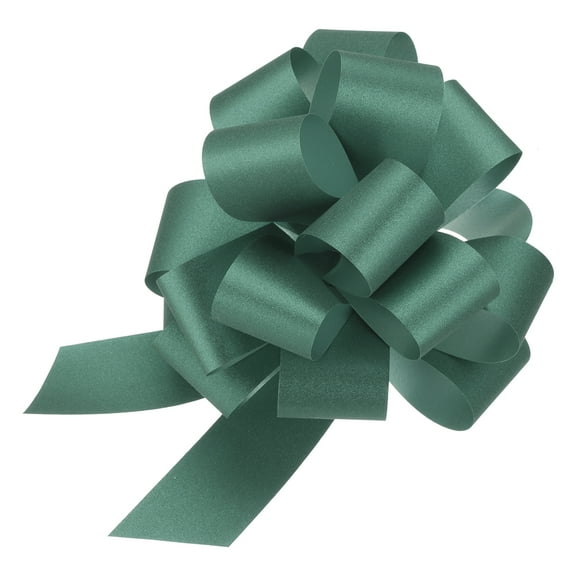 Uxcell 5pcs 4 Inch Large Pull Bow Glitter Gift Wrapping Big Pull Bows Ribbon Green