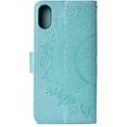 thumbnail image 5 of Mandala Phone Cover for iPhone XR, Ultra Slim Flip Case with Card Slot, Magnetic Closure, Embossing PU Leather Case with Stand Function and Lanyard, Foldable Motif-Green, 5 of 13