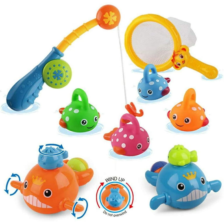 Baby Bath Fishing Toys - Fishing Game, Water Tub Toys Set with Fishing Pole  & Net for Toddler Kids 1 2 3 4 5 Years Old 
