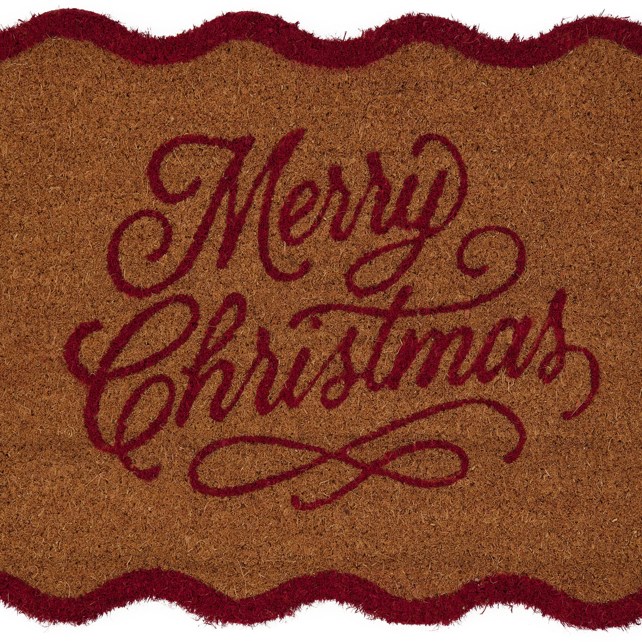 My Texas House Natural and Red Merry Christmas Outdoor Coir Doormat, 18" x 30"