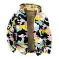 thumbnail image 2 of Men's Camouflage Print Fleece Lined Thickened Jacket with Zipper Hood - Casual Trendy Coat for Winter Outdoors, Christmas Gifts, and Adventure Trips, Ideal for Men,Black,L, 2 of 4