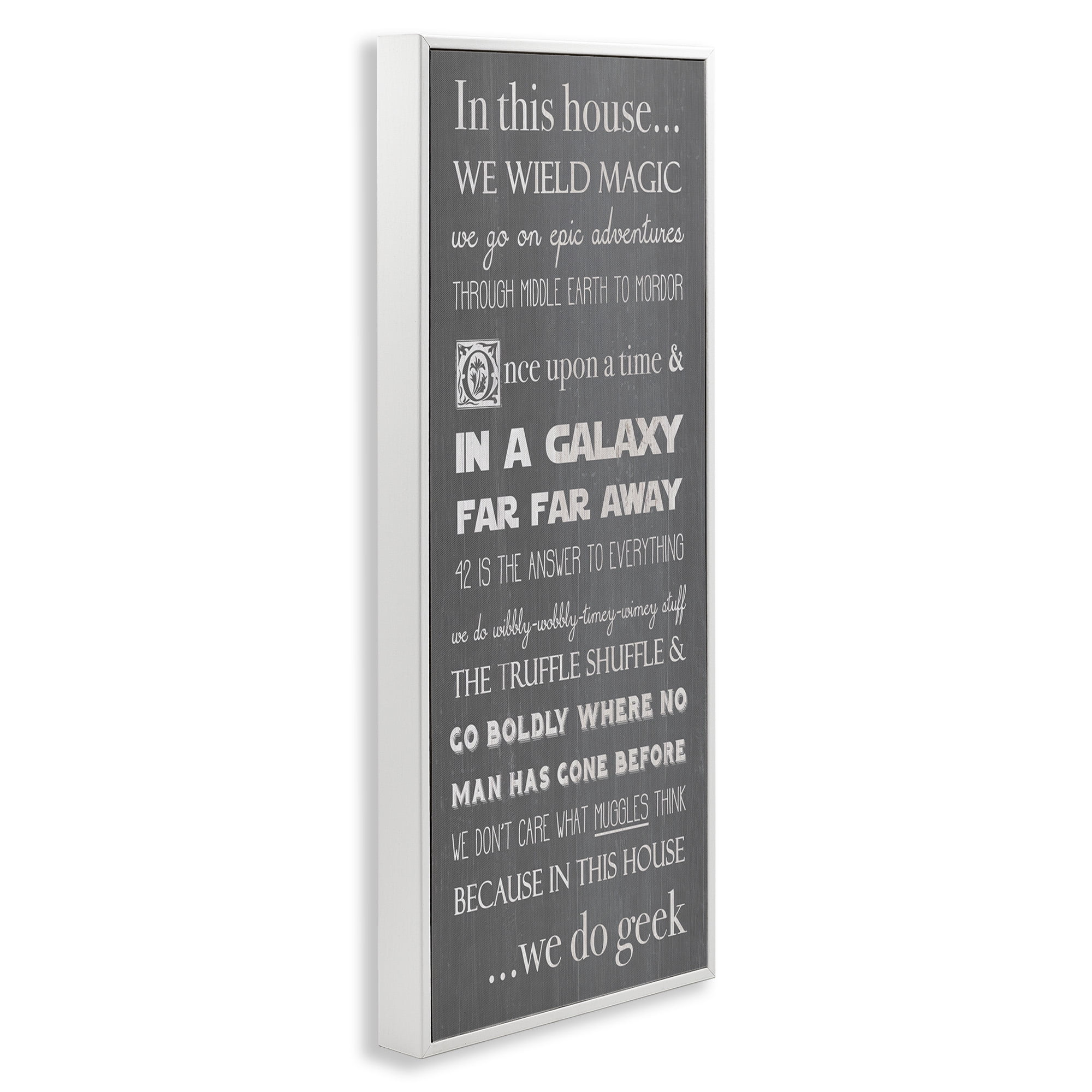 Stupell Industries Family Movie Night Phrases Typography Painting White Framed Art Print Wall Art, 13 x 30