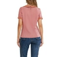 thumbnail image 4 of INSPIRE CHIC Women's Contrast Peter Pan Collar Polka Dots Short Sleeve Tops S Dark Pink, 4 of 7