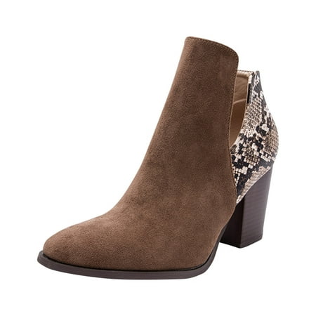 

Ankle Boots for Women Women s Boots Fashion Characteristic Shoes Thick-Soled Mid-Length Boots Ankle Boots PU Dress Sandals for Women Brown