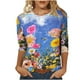 thumbnail image 1 of Tops Para Mujer Salir Tops Moda Casual Impreso Camiseta Suelta Media Manga 3/4 Blusa Cuello Redondo Odeerbi ODB148214, 1 of 5