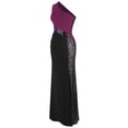 thumbnail image 3 of Angel-fashions Women's Purple Black Evening Dresses Splicing Sequin Ruched Slit Long Bodycon Vintage Luxury Party Gown, 3 of 6