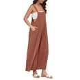 thumbnail image 3 of Franhais Women Overalls, Sleeveless Solid Wide Leg Jumpsuit Loose Summer Romper with Pockets, 3 of 5