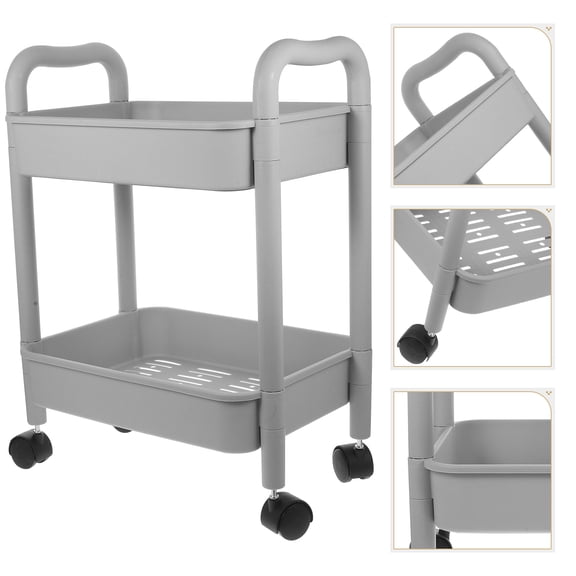 MLINS Utility Storage Cart Dual-Tier Rolling Cart Heavy Duty Storage Basket Portable Trolley with Wheels