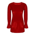 thumbnail image 6 of Black Dresses for Women - Women Casual Long Sleeve Dresses, Holiday Dresses for Women - Summer Flowy Crewneck A-Line Plain Midi Dress Red Size:S, 6 of 7