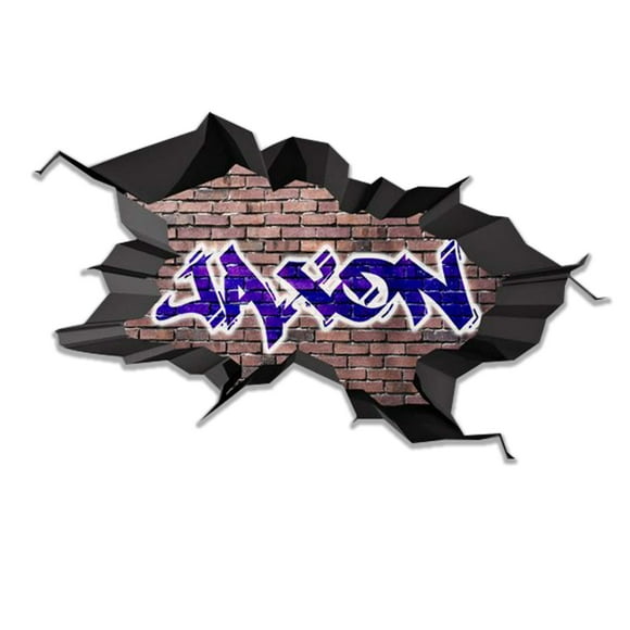 MySticky Autocollant Mural Personnalisé avec Nom 3D Graffiti / Art Vinyle Décoratif / Amovible / Pelable et Collant / Bordure Noire Profonde (MYS180-Small)