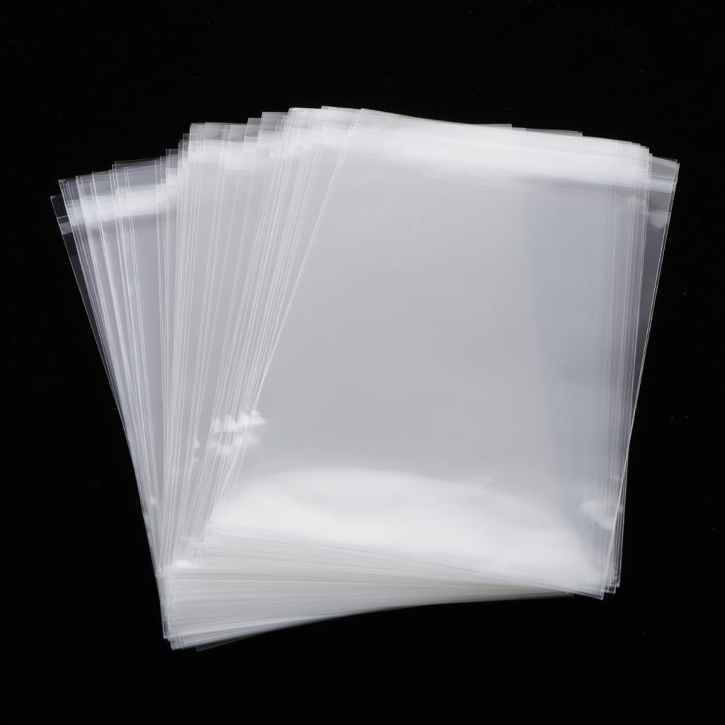 100x Clear Cellophane Cello Bags Card Display Adhesive Plastic OPP Bag7x10cm 