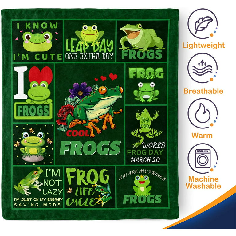 Frog Blanket Frog Gifts for Women, Cute Frogs Decor Stuff Blanket Gifts for  Frog Lovers, Green Soft Flannel Fleece Throw Blankets for Bed Couch,  Birthday Gifts for Teen Boys Girls Adults 60