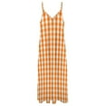 thumbnail image 5 of Classic Pumpkin Orange and White Gingham Check Pattern Sleeveless Dress dress elegant women's dresses for wedding, 5 of 6