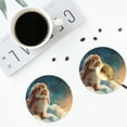 thumbnail image 4 of Pofeuu Starry Sky Cloud Cute Rabbit Print Coasters for Drinks, 4Pack PU Leather Coasters, Bar Drink Coasters for Tabletop Protection, Furniture from Damage-Round Shape, 4 of 6