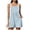 B_ Light Blue, variant on Vertical Striped Round Neck Sleeveless Short Overalls, Loose Cutting, Side Pockets, Lightweight Fabric for Leisure Activities Blue XL