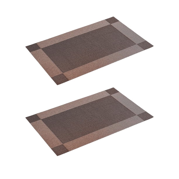 Bewildely Mantel Individual tejido de 2 piezas para de comedor de Hotel, cojín de PVC, marco de estilo europeo, posavasos de disco, mantel Cocina y Comedor Color café