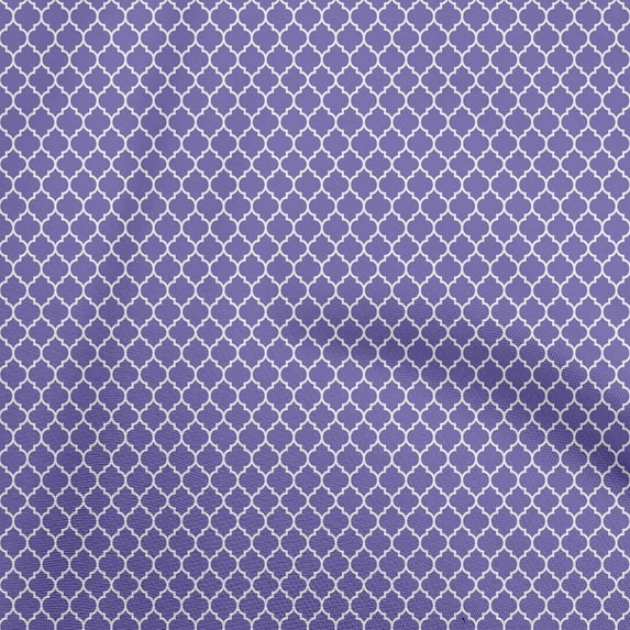 oneOone Polyester Spandex Violet Fabric Quatrefoil Sewing Material Print Fabric By The Yard 56 Inch Wide