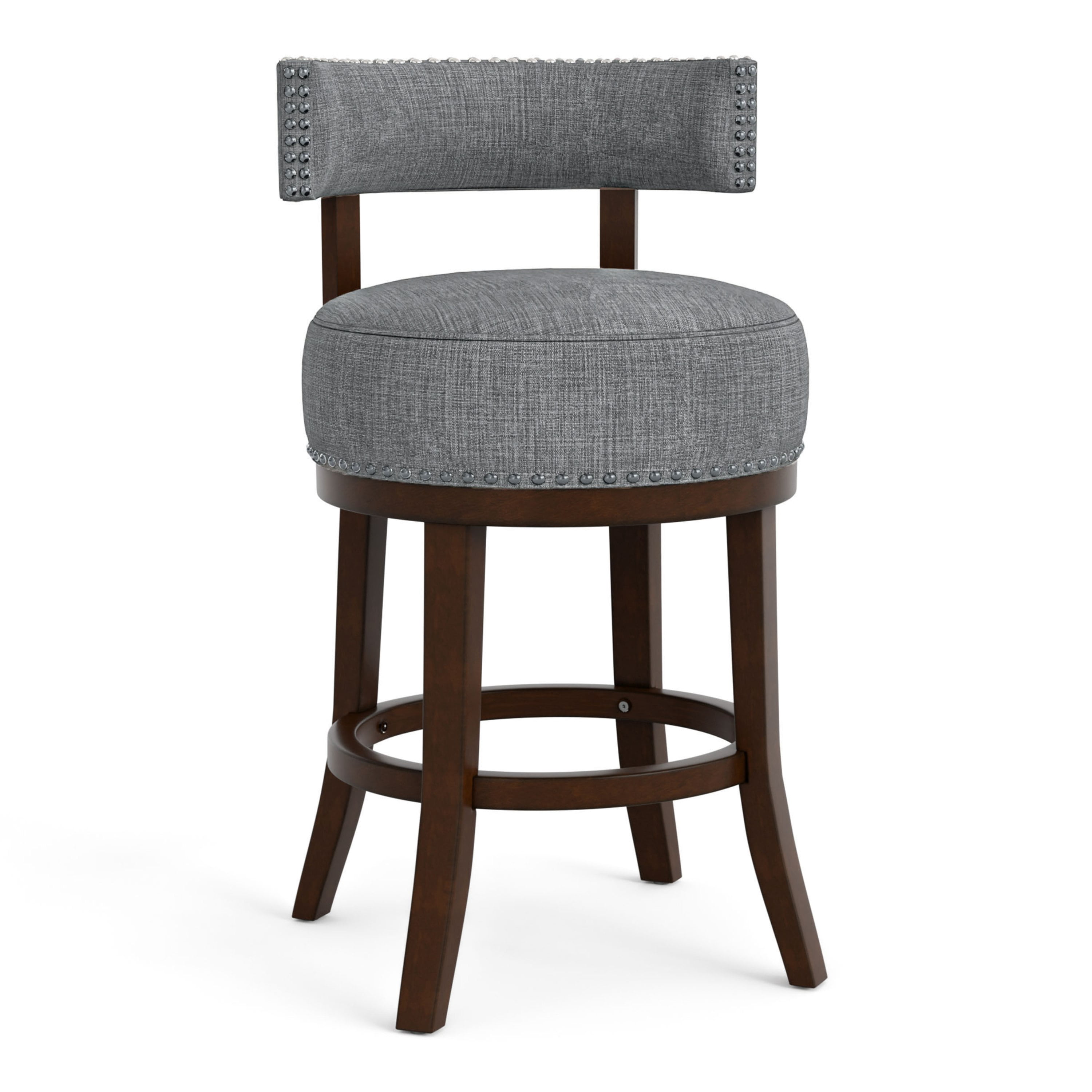 Furniture of America Jensen Swivel Bar Stools - Set of 2, 24", Light Gray