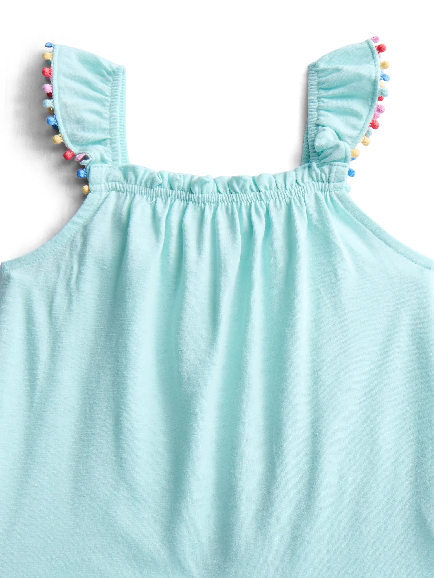 Wonder Nation Girls Pom Pom Top and Shorts Outfit Set, 2-Piece, Sizes 4-10