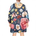 thumbnail image 2 of Wearable Oversized Blanket,Pioneer Flower Floral Print Pattern Wearable Blanket Hoodie for Adults,Cozy Hooded Blankets with Super Pockets,Super Warm Fuzzy Pullover for Women & Men, 2 of 6