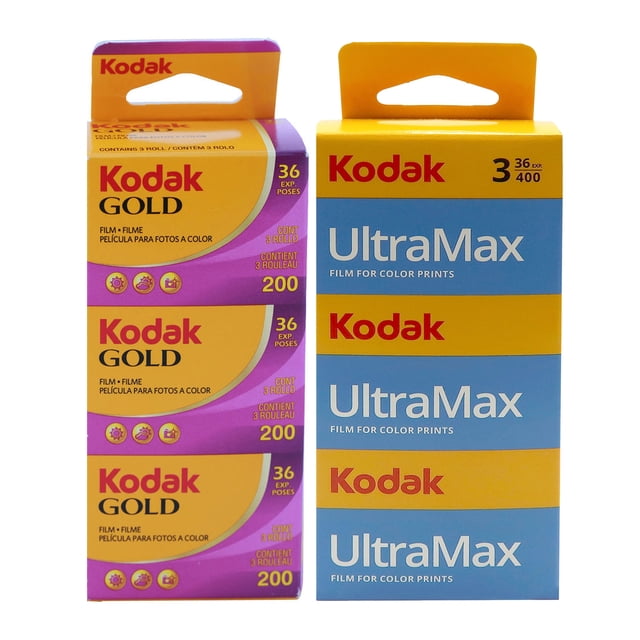 Película Kodak UltraMax 400 en negativo en color, 35 mm, 36 exposiciones, x3
