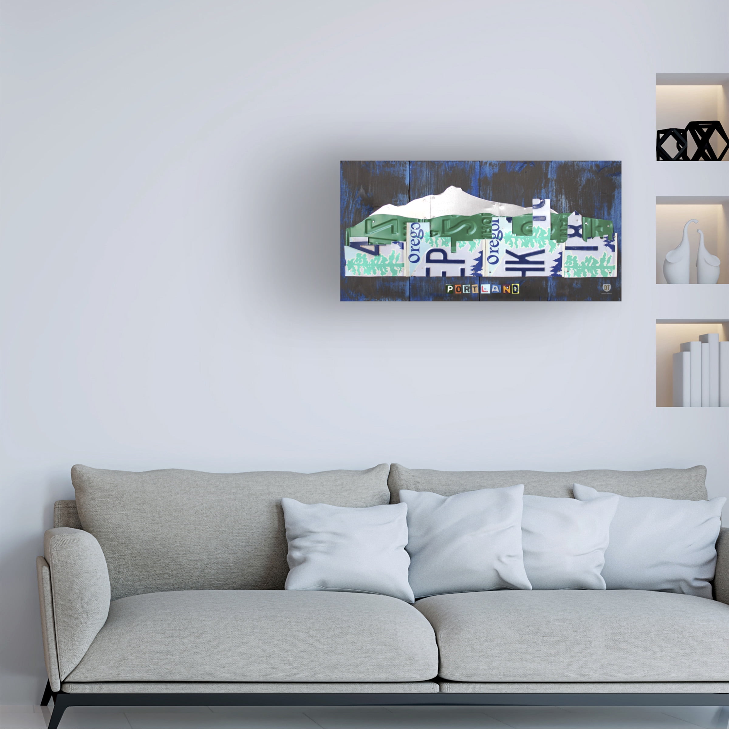 Trademark Fine Art 'Portland Skyline License Plate' Canvas Art by Design Turnpike