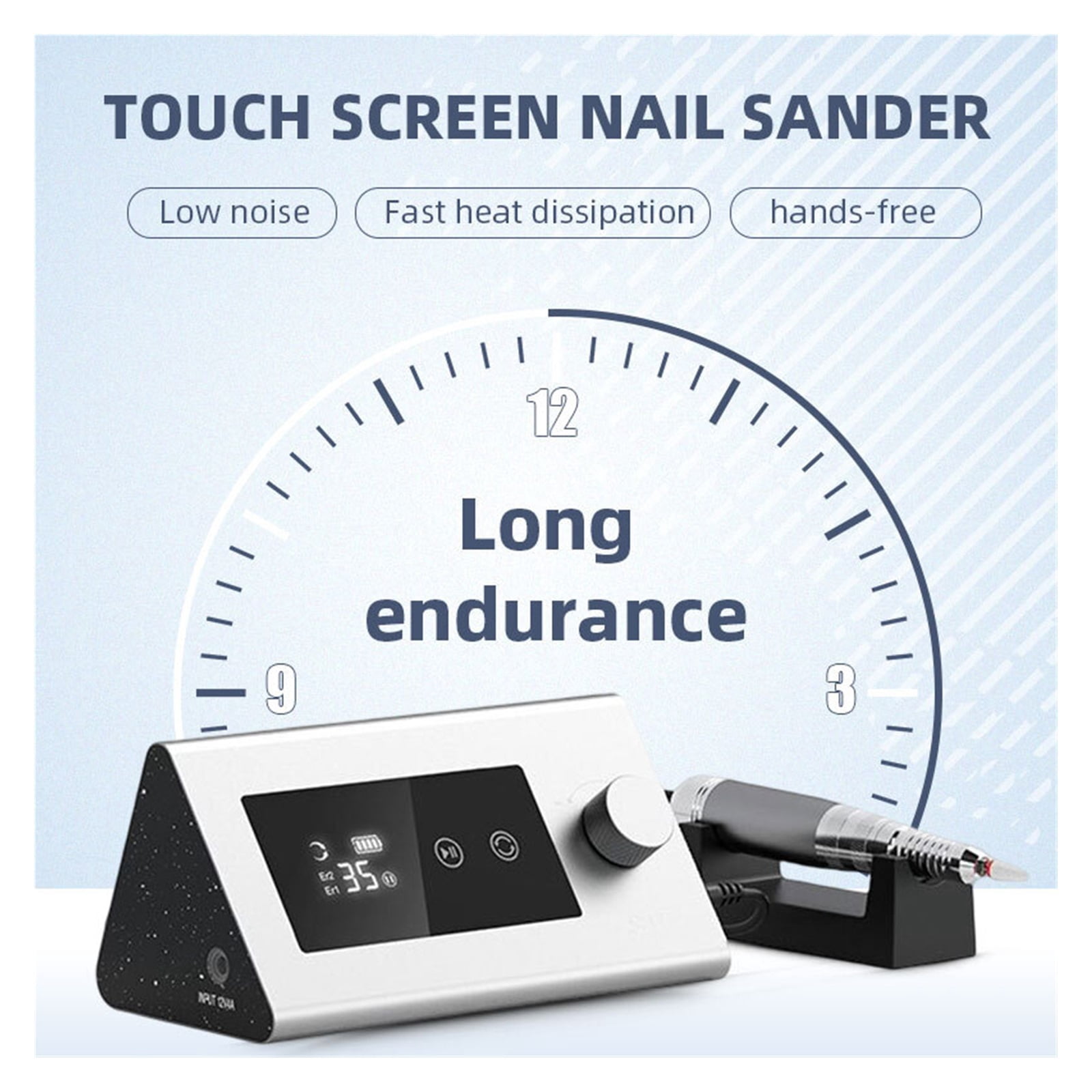 35000RPM Electric Nail Drill Machine, Sander Nail Electric Manicure Drill For Nail Tools, Touchable Screen Manicure Machine Designed For Salons Families ,Low Noise
