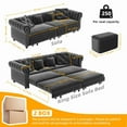 thumbnail image 3 of 3-in-1 King Size Chesterfield Sofa Bed - 89"W Pull-Out Convertible Sleeper, 3-Seater Velvet Tufted Sofa with Chaise Lounge & Movable Ottoman,Grey, 3 of 26