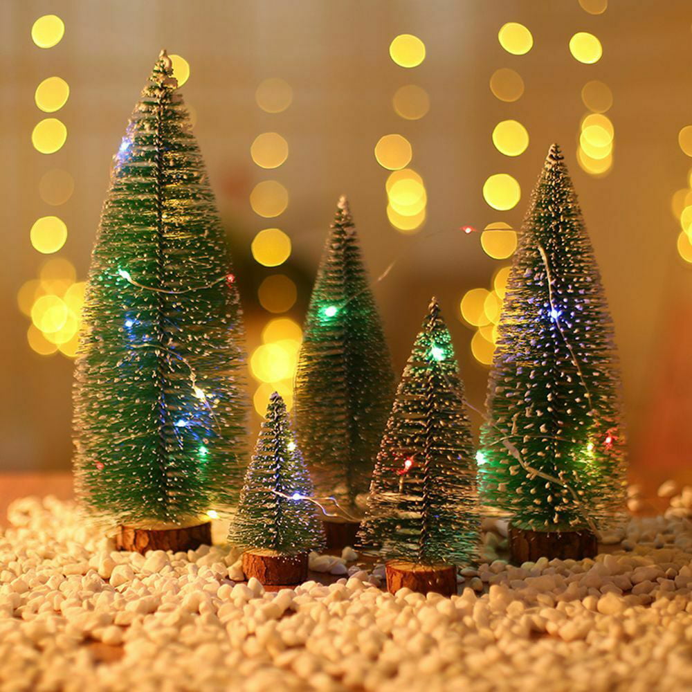 15cm Mini Christmas Tree With LED Lights Ornaments Festival Table Xmas Decor 
