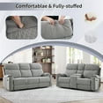thumbnail image 7 of Bonzy Home Power Reclining Sofa Set — Fabric Electric Recliner Loveseat & 3 Seater Sofa Couch with Cup Holders, USB Type-C Charging Ports & Hidden Storage, 5 Seats, Light Grey, 7 of 7