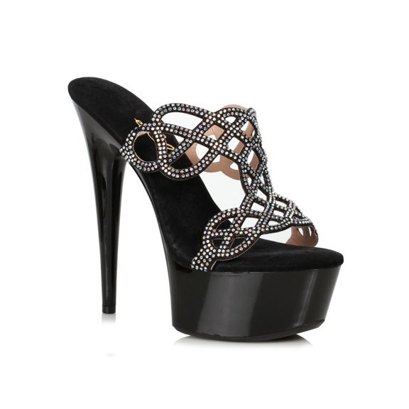 609-SABRINA, 6" Rhinestone Mule Sandal