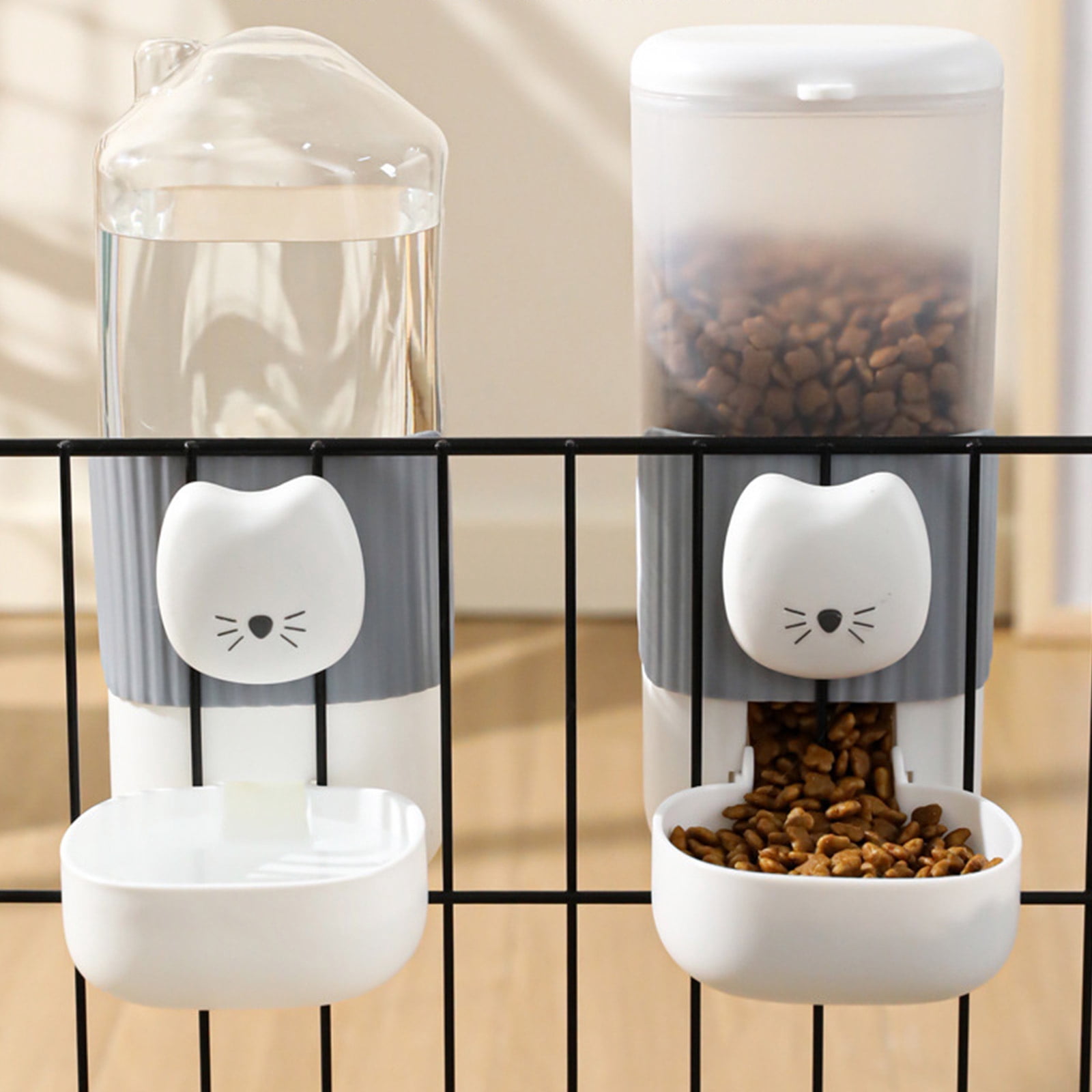 Automatic Dog Feeder Water Dispenser With Cartoon Cats Face Safe PP Easy Installation For Busy Owner Home Decors