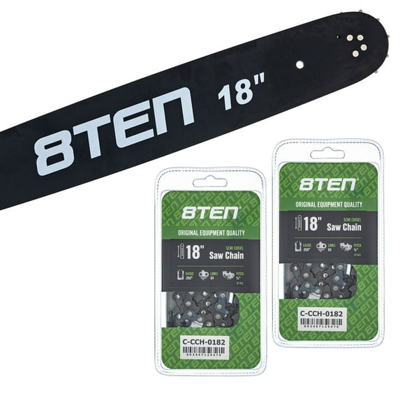 8TEN 18" Chainsaw Bar & 2 Chains .058 3/8 64DL for Husqvarna MK1010472