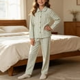 thumbnail image 2 of MKOSPLRT Plaid Pajamas Sets 3-16 Years Long Sleeve Button Down 2 Pieces Nightwear Shirt Pjs Bottoms Soft Lounge Set Sleepwear with Pocket, 2 of 7