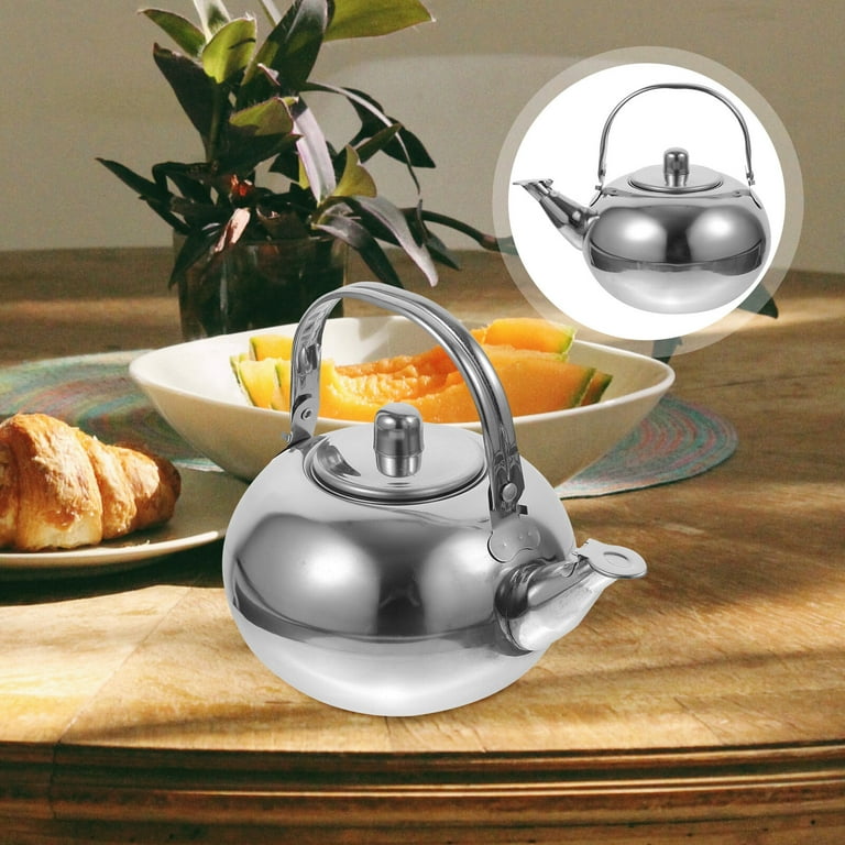 Thick Stainless Steel Tea Pot Insulated Kettle Thermal Teapot Water Pot for  Kitchen Restaurant Hotel (Silver, 1.5L) 