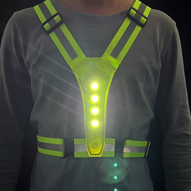 tredstone Gilet Réfléchissant à LED avec Sangles Haute Visibilité Réflecteur Réglable Ceinture Élastique 3 Modes Coureurs pour Nuit Travail Course Rose