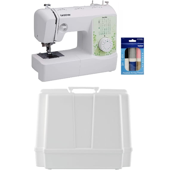 Máquina de Coser Brother SM2700 con 27 Puntadas, Brazo Libre y Estuche Rígido de Plástico, Incluye Paquete de 6 Hilos de Coser Premium