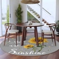 thumbnail image 3 of Round Area Rug 8 Ft, Sunflowers Washable Non-Slip Circle Carpet for Living Room/Bedroom, Spring Summer Bees Yellow Floral Grey Collection Low-Profile Large Area Rugs for Indoor, 3 of 8