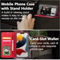 thumbnail image 6 of Premium PU Leather Flip Folio Case for iPhone 14/iPhone 13, Magnetic Closure Protective Case Kickstand Card Cash Slot Shockproof Durable Wallet Cover Soft TPU Inner Phone Case - Red, 6 of 14