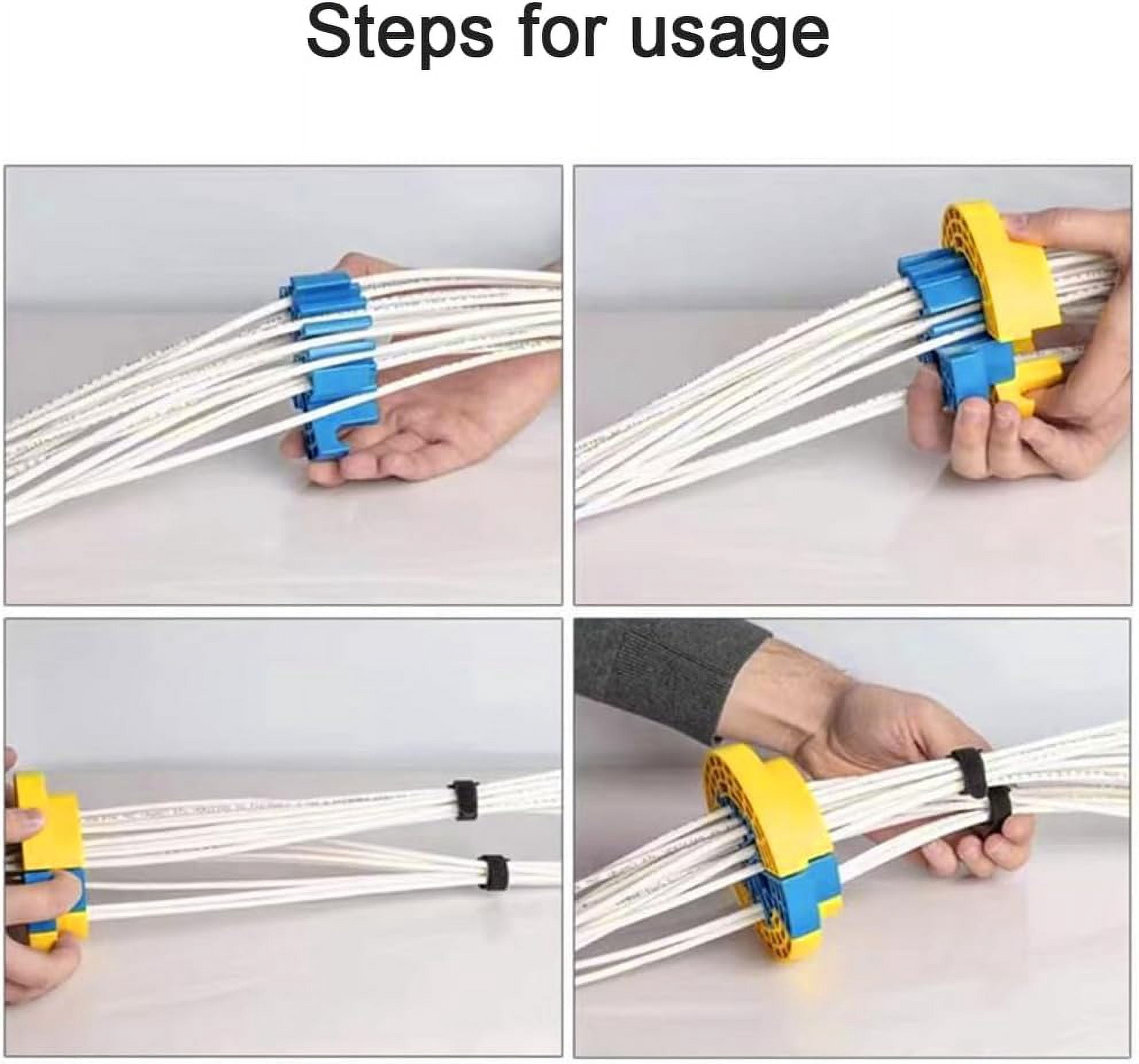 ABCISI Cable Organize Tool, Wire Comb, Wire Organizing Tool, Network Cable, Cable Organizing Kit, Category 5/6 Universal Cabling Cable Management Tool, Prevent Entanglement Carding (Yellow+Blue)