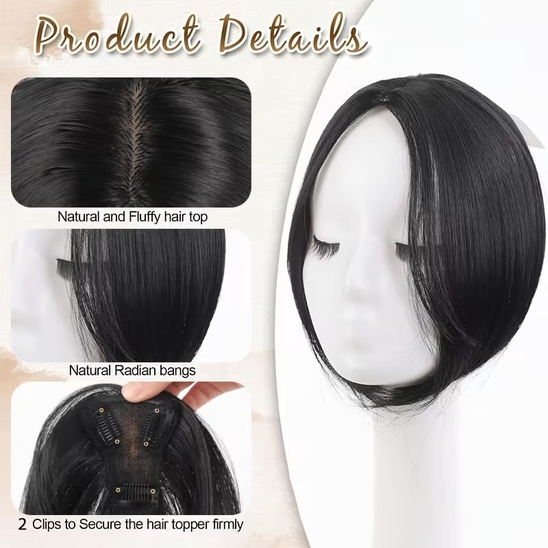 10-inch fluffy hair extensions for women - straight hair bangs and white hair cover internet celebrity style can upgrade the appearance of hair extensions