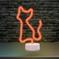 thumbnail image 5 of Xtreme Lit 10" Orange Cat Neon Accent LED Light Table Lamp, 4 Hour Timer, Battery Powered 3 AA Batteries, 5 of 7