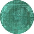thumbnail image 1 of Ahgly Company Indoor Round Oriental Turquoise Blue Industrial Area Rugs, 4' Round, 1 of 4