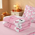 thumbnail image 5 of Homewish Halloween Ghost Zipper Queen Comforter Set with Fitted Sheet and 2 Pillowcases for Girls, Star Cute Bowknot Zipper Bedding Set, Baby Pink White, Pink Reversible, 5 of 7