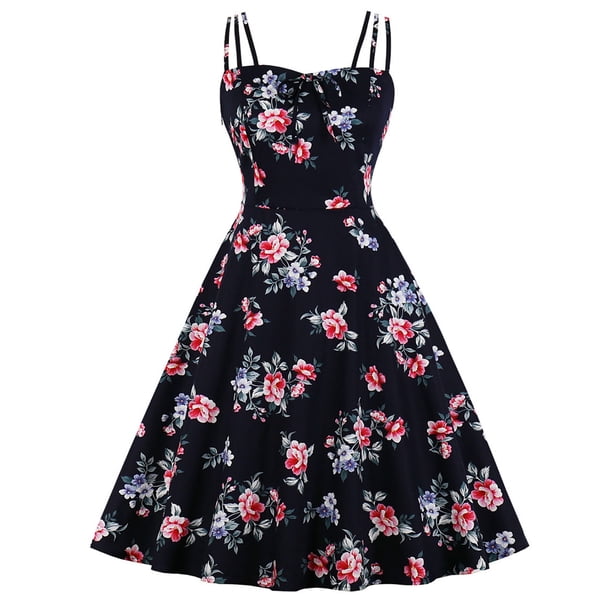 Vestido ajustado sin mangas con cordones y estampado floral sexy para vacaciones de moda para mujer Pompotops ghjkhdj19441