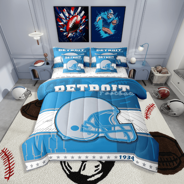 Erosebridal Literie à Imprimé de Football Format Grand, Ensembles de Literie de Jeu de Ballon Format Grand, Décor de Chambre Sportive, Réversible, Léger, 7 Pcs