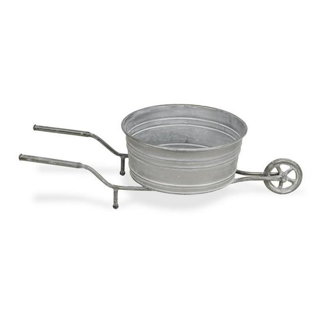 Cheungs 5343 Single, Farmhouse Style, Metal Wheelbarrow with A Functional Front Wheel - Gray